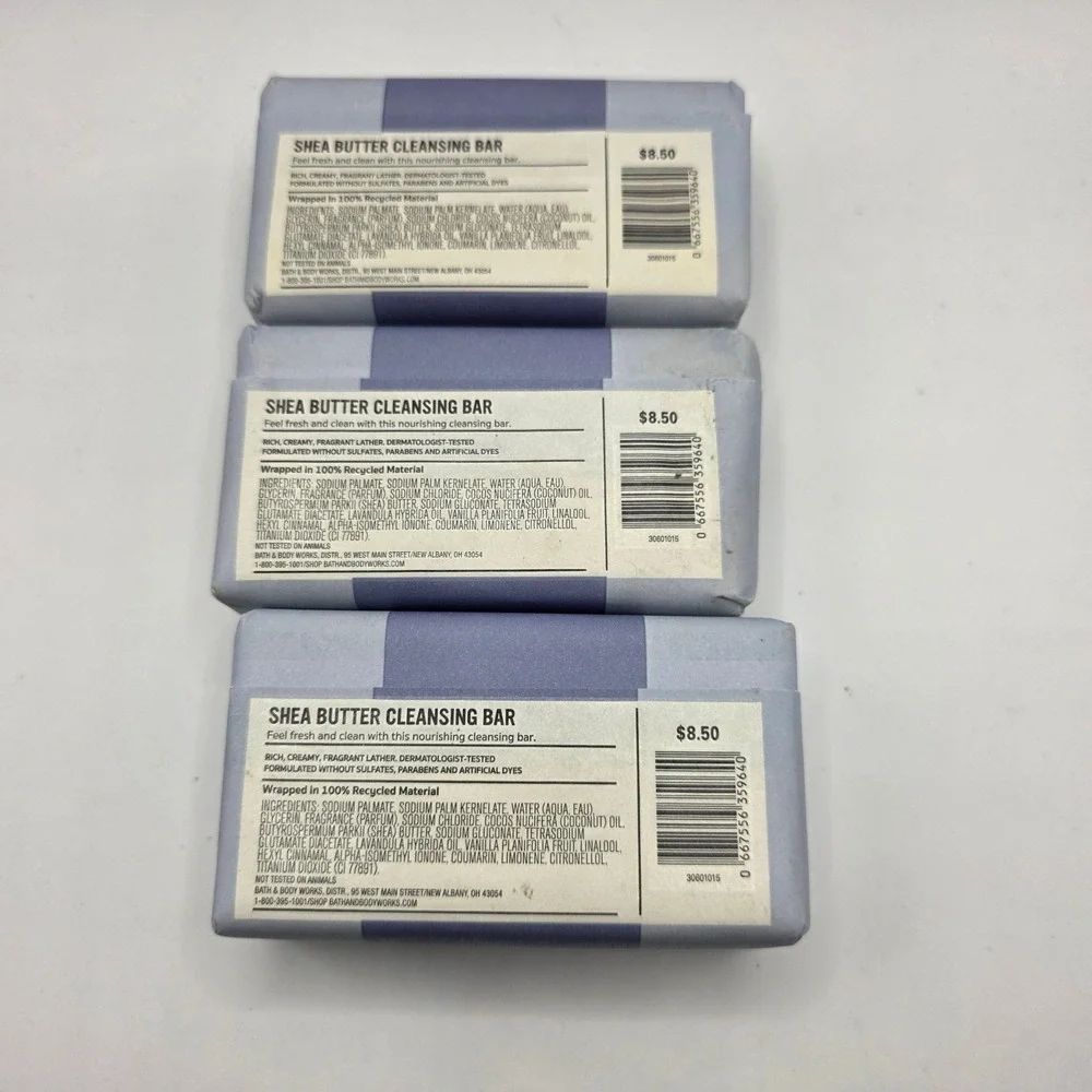 Bath & Body Works Aromatherapy Lavender Vanilla Shea Butter Soap Bar 3 Pack 5oz